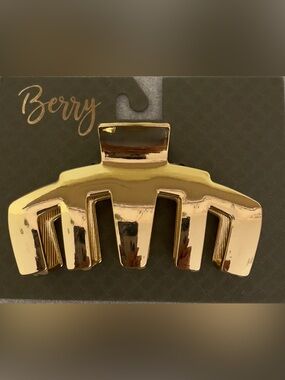 Berry Gold Hair Claw Clip - Sleek Metallic Finish NWT